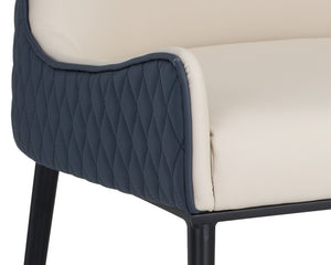 Sunpan Gianni Dining Chair - Elegant Faux Leather Upholstery with Diamond Stitching and Gold Accents Dillon Cream / Dillon Thunder
