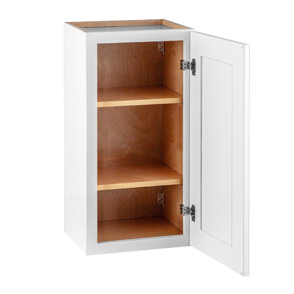 English Elm White Solid Wood Wall Cabinet - 1 Door, 2 Adjustable Shelves For Kitchen, Bathroom, Laundry Storage T2950P366450-GIGA