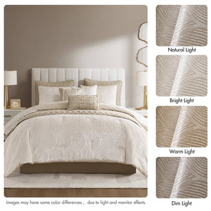 English Elm 10-piece California King Velvet Jacquard Comforter Set Layered Bedding with Microfiber Shams Champagne B035P482942