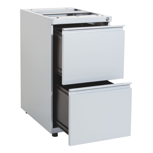 OSP Home Furnishings 22" Under Desk Pedestal with File Drawers Locking Storage and Ball Bearing Slides PTO22FF-SV