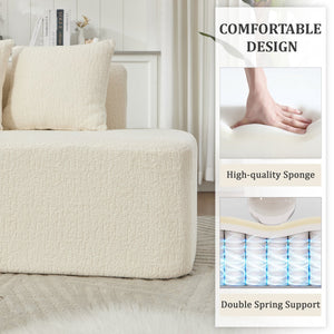 English Elm Compression Sectional Couch with Corduroy Upholstery, Deep-Seated Modular L-Shaped Sleeper Sofa, No-Assembly Comfort and Stability White W1249S00006