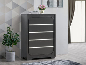 English Elm Milan Modern White Wood Chest with Built-in Led Drawer Accents and Touchless Sensor Wenge B078P497940