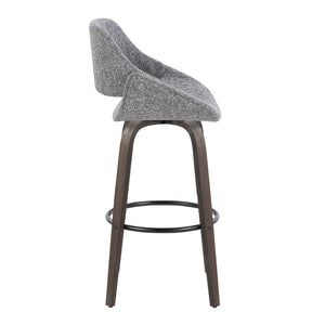 English Elm Fixed-height Swivel Barstools with Fabric Seat and Wood Legs for Kitchen Islands Set of 2 B202S01906