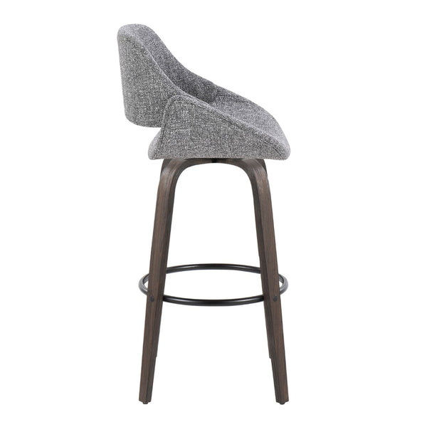 English Elm Fixed-height Swivel Barstools with Fabric Seat and Wood Legs for Kitchen Islands Set of 2 B202S01906