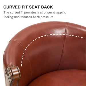 English Elm Adjustabel Cow-Top Leather Wooden Bar Stool with 360° Swivel, Adjustable 26" Seat Height, Brown Backrest W2195P331498