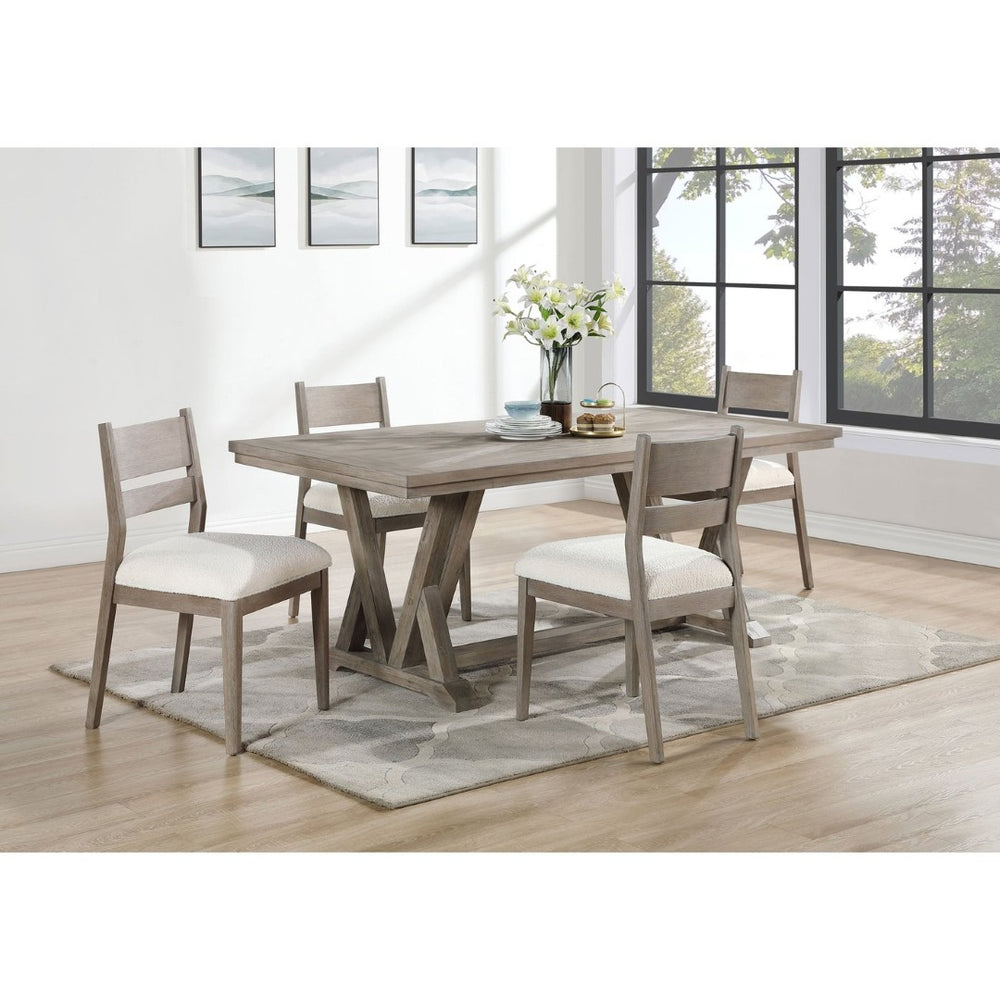 English Elm Ruston Five Piece Acacia Wood Dining Set with Ladder Back Chairs for Farmhouse Rooms B062S01468