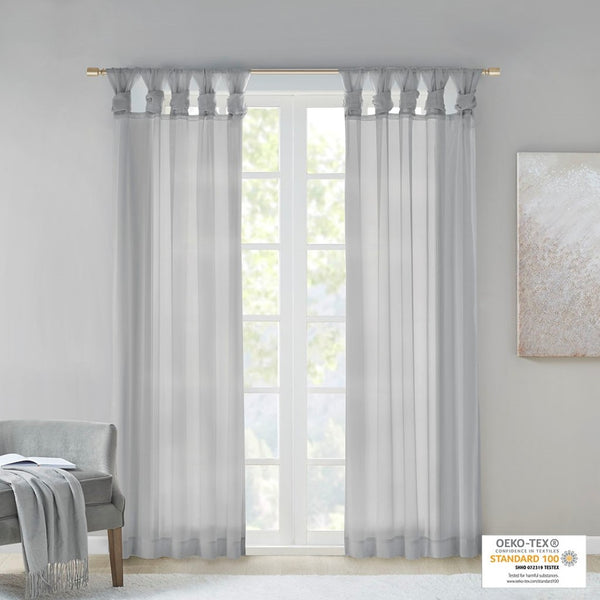 English Elm Twist Tab Voile Sheer Window Panels - Lightweight, Elegant Drapery For Natural Light & Easy Care B03598217-GIGA