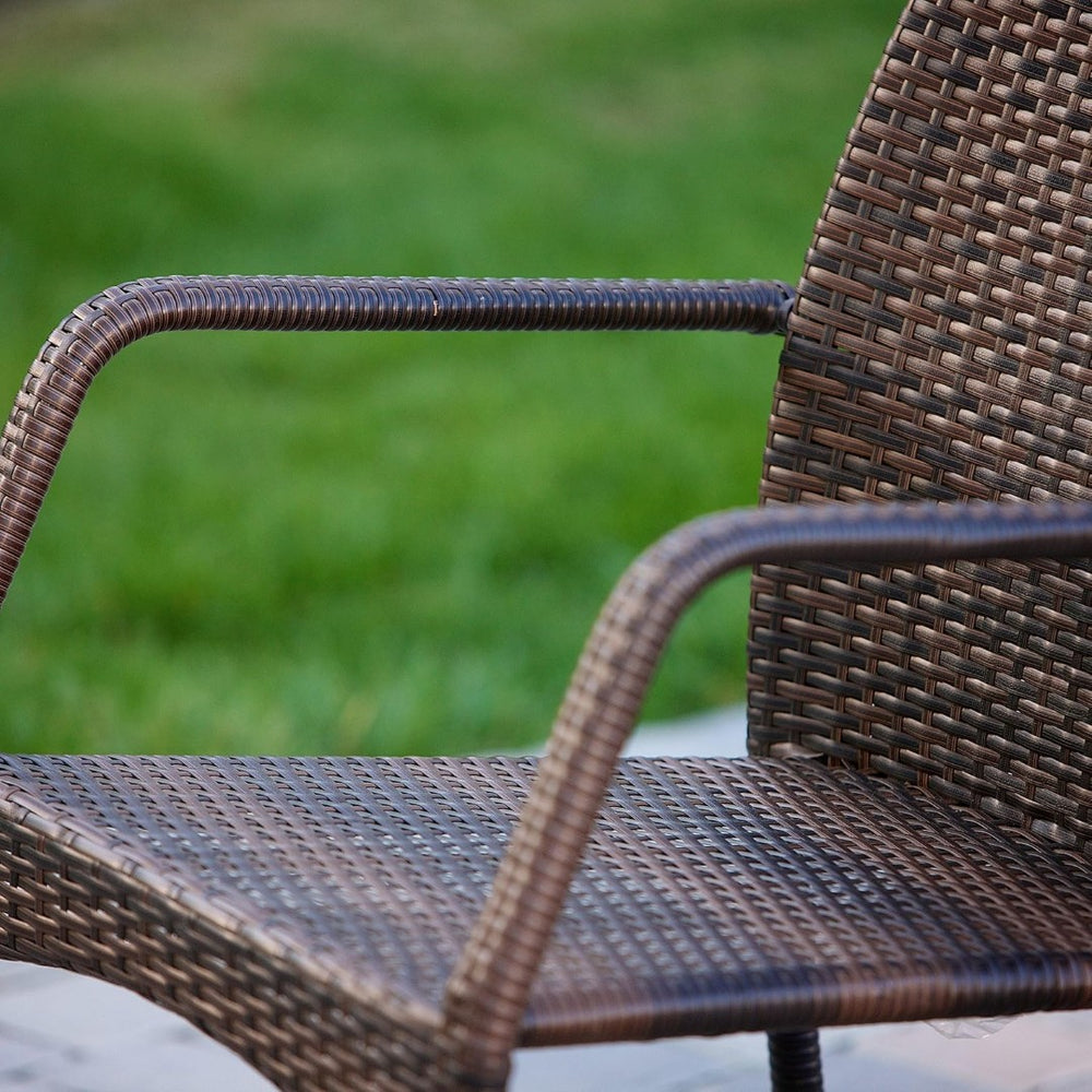 English Elm Outdoor Wicker Patio Chairs Set of Two with Iron Frame for Deck or Garden N769P363845D
