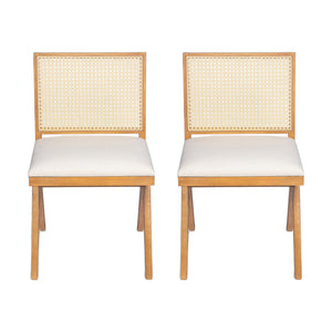 English Elm Christopher Knight Home® - Chandigarh Dining Room Chairs - Set Of 2, Natural Cane & Beige Cushions For Farmhouse Charm & Comfort N768P241398N