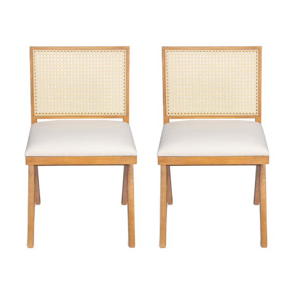 English Elm Christopher Knight Home® - Chandigarh Dining Room Chairs - Set Of 2, Natural Cane & Beige Cushions For Farmhouse Charm & Comfort N768P241398N