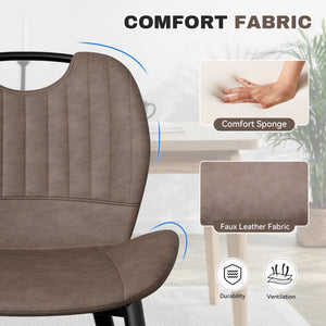 English Elm Dining Chair Set Of 2 - Modern Armless Pu Leather Chairs With Ergonomic Backrest & Solid Wood Legs T3950P396417