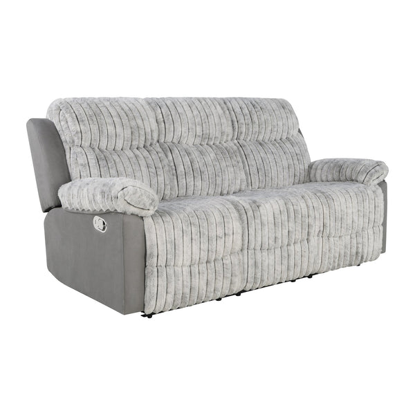English Elm Bruni Grey Upholstered Sofa with Manual Recline, Plush 100% Polyester, Medium-Firm Foam & Fiber Fill B201P299733
