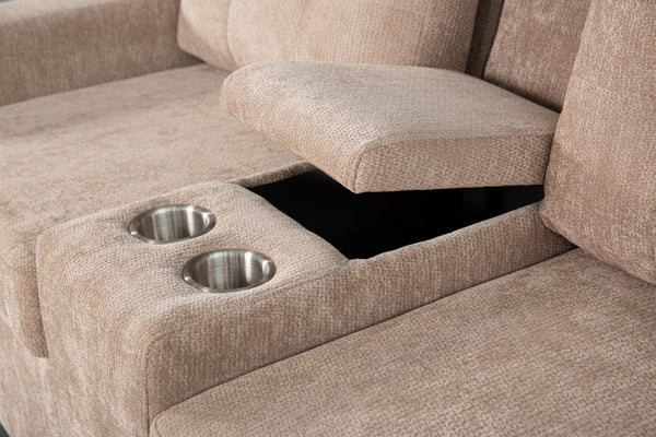 English Elm Multifunctional Modular Sectional Sofa with Hidden Storage Cup Holders and Flexible Seating Light Brown B2730S00075
