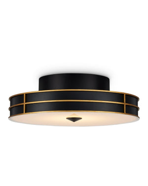 Currey & Company Fielding Wrought Iron LED Flush Mount with Gold Accents for Modern Glam Ceilings 9999-0071