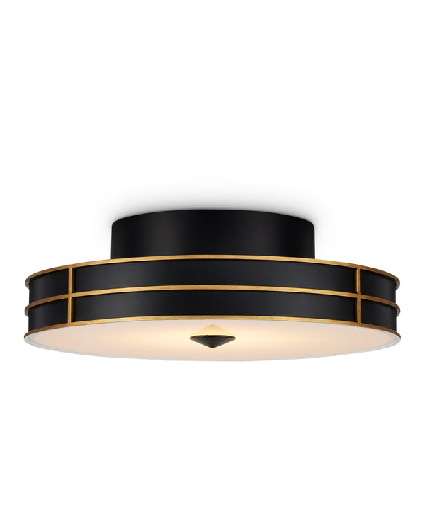 Currey & Company Fielding Wrought Iron LED Flush Mount with Gold Accents for Modern Glam Ceilings 9999-0071