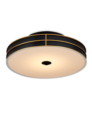 Currey & Company Fielding Wrought Iron LED Flush Mount with Gold Accents for Modern Glam Ceilings 9999-0071