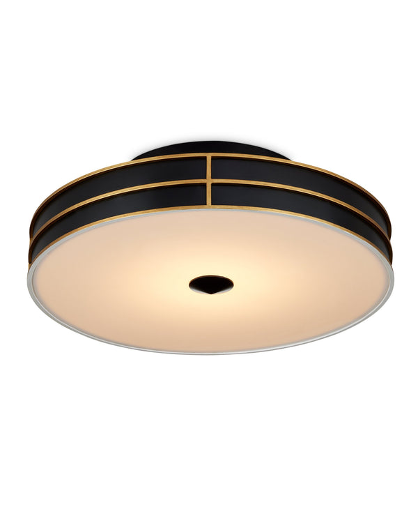 Currey & Company Fielding Wrought Iron LED Flush Mount with Gold Accents for Modern Glam Ceilings 9999-0071