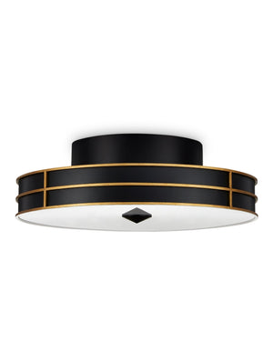 Currey & Company Fielding Wrought Iron LED Flush Mount with Gold Accents for Modern Glam Ceilings 9999-0071