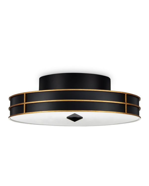 Currey & Company Fielding Wrought Iron LED Flush Mount with Gold Accents for Modern Glam Ceilings 9999-0071