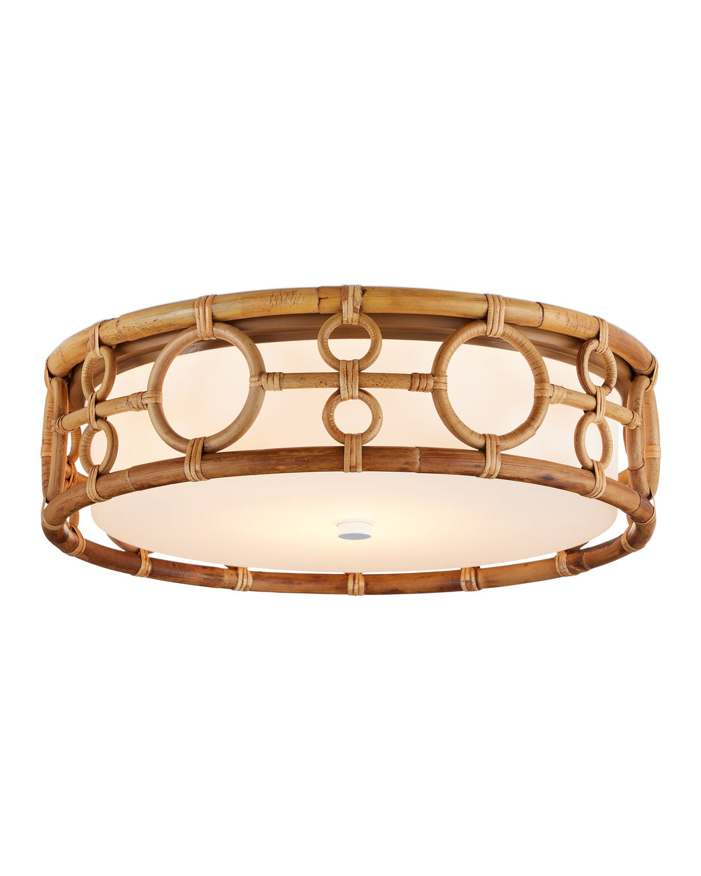 Currey & Company Tegal Hand-Woven Rattan Flush Mount Light Bohemian Ceiling Fixture for Bedroom 9999-0081