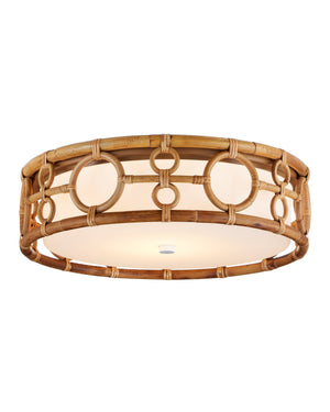 Currey & Company Tegal Hand-Woven Rattan Flush Mount Light Bohemian Ceiling Fixture for Bedroom 9999-0081