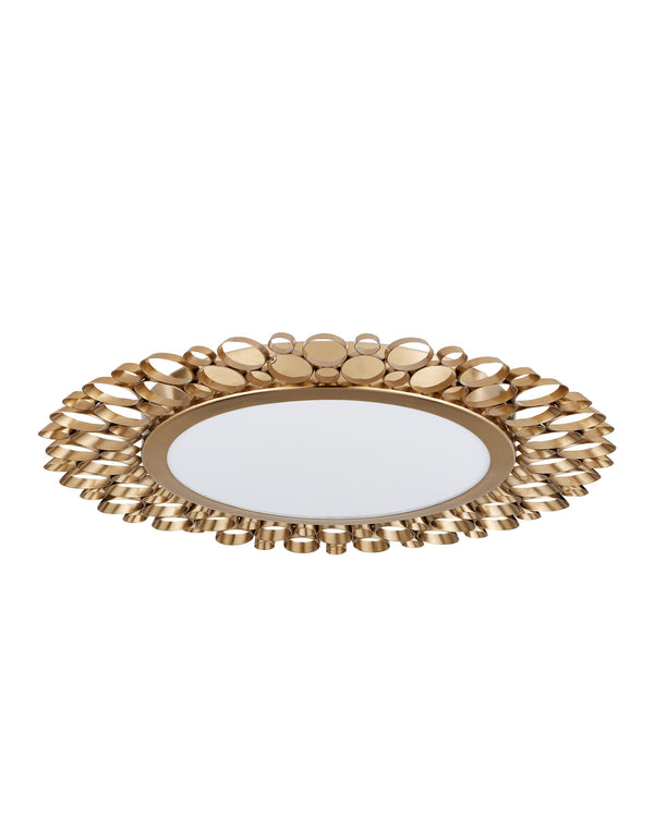 Currey & Company Antares Iron Ring Flush Mount Light Antique Brass Geometric Ceiling Fixture 9999-0082