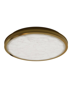 Currey & Company Aydan Alabaster Flush Mount Light with Antique Brass Frame for Transitional Interiors Large (23.5" dia.) 9999-0084