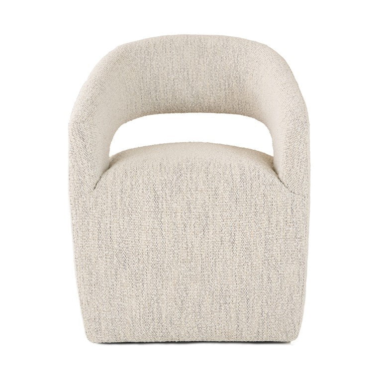 VIG Furniture Angie Cream Fabric Accent Chair With Art Deco Cutout Back, Foam Seat, Caster Legs, No Assembly Required Beige Dining Chair VGKK-KFY1230-BEI-CH
