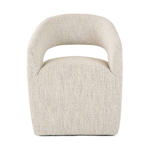 VIG Furniture Angie Cream Fabric Accent Chair With Art Deco Cutout Back, Foam Seat, Caster Legs, No Assembly Required Beige Dining Chair VGKK-KFY1230-BEI-CH