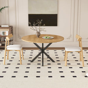English Elm 59-inch Expandable Glass Top Dining Set Seats 8 with Upholstered Chairs X-base W2700S00123