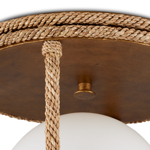 Passageway Rope Flush Mount Light - Coastal Style with Dorado Gold Finish & Frosted Globe Design