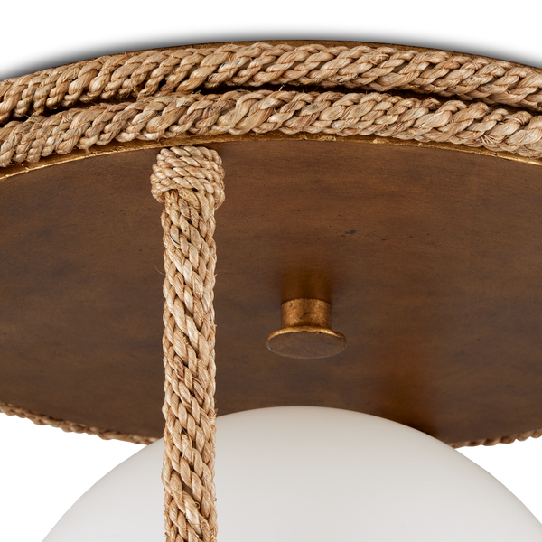 Passageway Rope Flush Mount Light - Coastal Style with Dorado Gold Finish & Frosted Globe Design