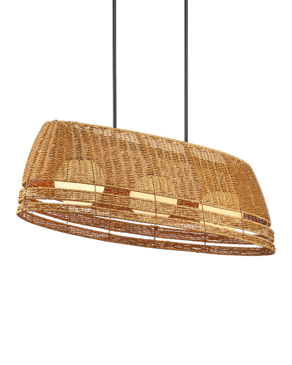 Currey & Company Barbary Oval Outdoor Chandelier - Handwoven Durable Wicker, Adjustable Height, Stylish Illumination Natural All,Weather Wicker ,Metal ,Glass 9500-0021-currey-company