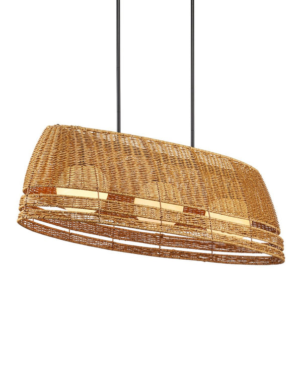 Currey & Company Barbary Oval Outdoor Chandelier - Handwoven Durable Wicker, Adjustable Height, Stylish Illumination Natural All,Weather Wicker ,Metal ,Glass 9500-0021-currey-company