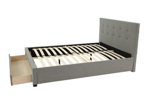 English Elm Modern Grey Polyfiber Full Size Bed Tufted Headboard with Under-Bed Storage Drawer, Simple Assembly B011S02006