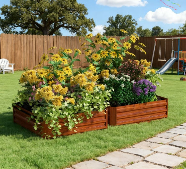 English Elm Metal Galvanized Steel Raised Garden Beds Set of Two for Vegetables Herbs Outdoor T3971P423902