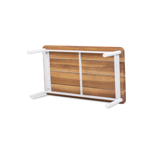 English Elm Jennifer Taylor Home - Rhodes 2pc Teak & Aluminum Outdoor Sofa Set with Coffee Table, Gray Chenille Cushions, Weather-Resistant Elegance B2719P321038