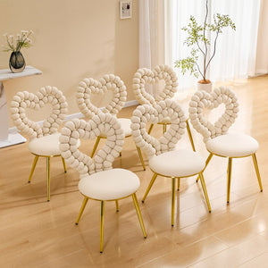 English Elm Unique Heart Shaped Bubble Tufted Velvet Accent Chair Glam Metal Frame Vanity Seat Beige,Gold W3875P446139
