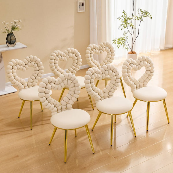 English Elm Unique Heart Shaped Bubble Tufted Velvet Accent Chair Glam Metal Frame Vanity Seat Beige,Gold W3875P446139