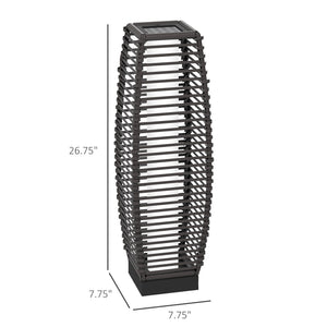 English Elm Outsunny Solar Rattan Pathway Lantern Outdoor Wicker Led Garden Light Auto Dusk Gray W2225P174045