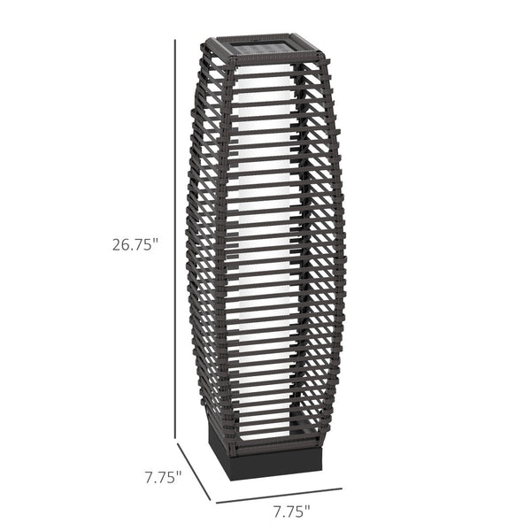 English Elm Outsunny Solar Rattan Pathway Lantern Outdoor Wicker Led Garden Light Auto Dusk Gray W2225P174045