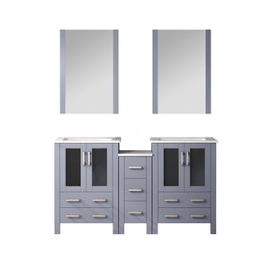 English Elm Dark Grey Double Bath Vanity With White Ceramic Top, Side Cabinet & Matching 22 In. Mirrors Set B2731S00593