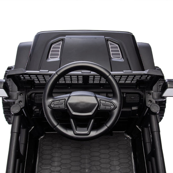 English Elm 24v Kids Ride on Car with Parental Remote Four Wheel Suspension Led Lights Bluetooth Black W1578P235080