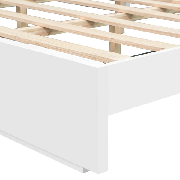 English Elm Stylish Queen Bed Frame Vertical Slat Headboard Solid Wood Contemporary Bedroom White N770PQ369236K