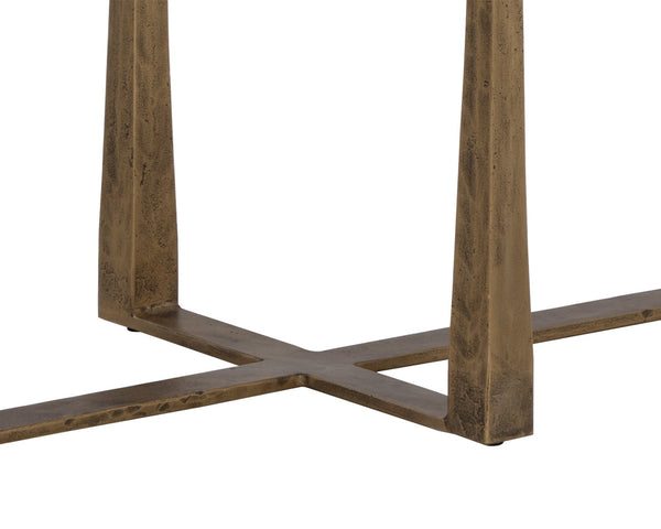 Sunpan Cowell Console Table - Chic Mid-Century Design with Unique White Marble Top & Antique Brass Legs