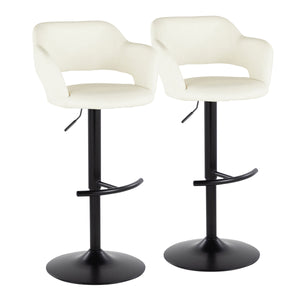 English Elm Margarite Adjustable Barstool Set Of 2 - Modern Swivel Cream Faux Leather With Black Metal Frame B202S00965