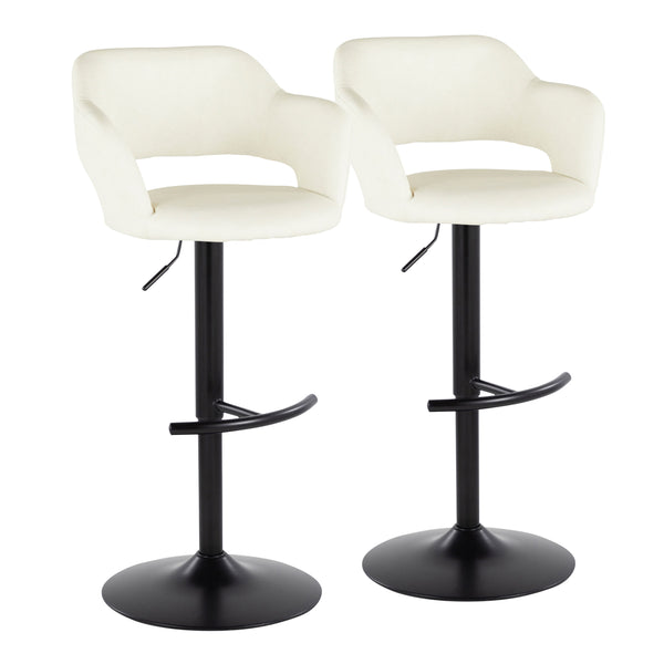 English Elm Margarite Adjustable Barstool Set Of 2 - Modern Swivel Cream Faux Leather With Black Metal Frame B202S00965