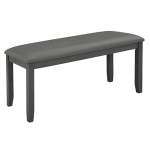 English Elm 6-Piece Modern Dining Table Set For 6 - Stylish Grey Wooden Table, Bench & Upholstered Chairs W1998S00066