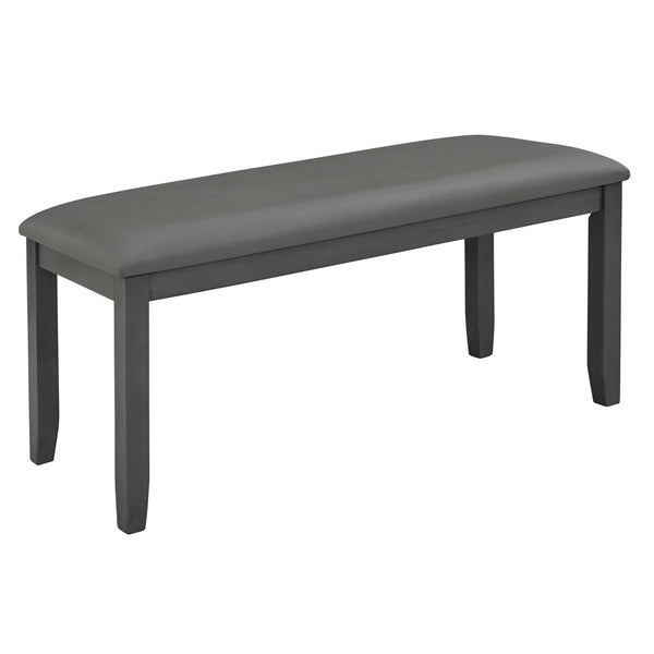 English Elm 6-Piece Modern Dining Table Set For 6 - Stylish Grey Wooden Table, Bench & Upholstered Chairs W1998S00066