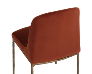 Sunpan NESTOR Dining Chair - Luxurious Meg Rust Upholstery with Curved Back & Antique Brass Legs for Comfort 112801
